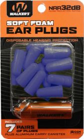 Walkers Ear Plugs Soft Foam - 32Db 7-Pair Blue W/Carry Case GWPPLGCANYL