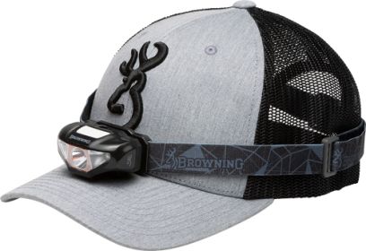 Browning Cap/Headlamp Combo - Gray/Blk W/100 Lumen Light!